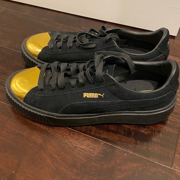 Pump Gold and Black Suede and Leather size 8 - Picture 2 of 5